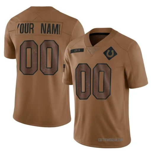 Indianapolis Colts Customized Men's Limited Brown 2023 Salute To Service Jersey - Nike