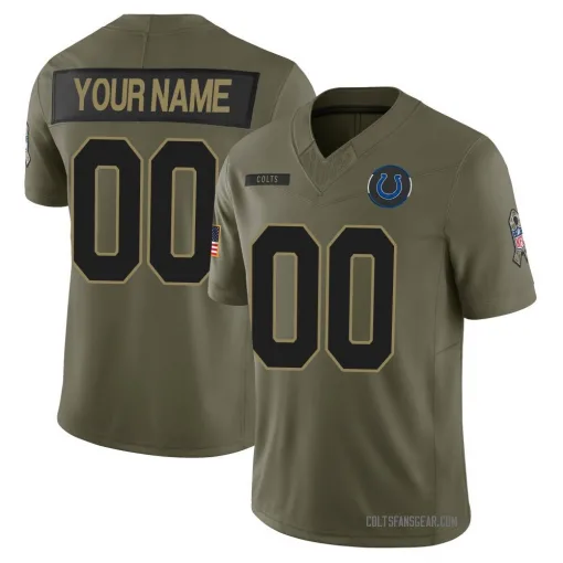Indianapolis Colts Customized Men's Limited Olive Sr. 2025 Salute to Service Jersey - Nike