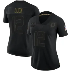 Limited Andrew Luck Women's Indianapolis Colts Black 2020 Salute To Service Jersey - Nike