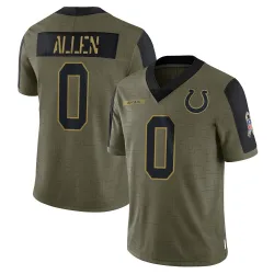 Limited CJ Allen Youth Indianapolis Colts Olive 2021 Salute To Service Jersey - Nike