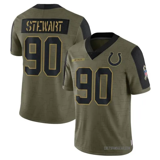 Limited Grover Stewart Youth Indianapolis Colts Olive 2021 Salute To Service Jersey - Nike