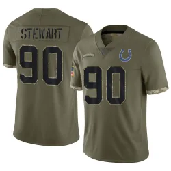 Limited Grover Stewart Youth Indianapolis Colts Olive 2022 Salute To Service Jersey - Nike