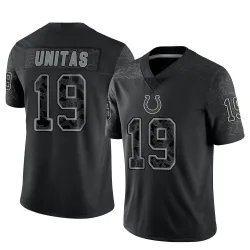 Limited Johnny Unitas Men's Indianapolis Colts Black Reflective Jersey - Nike
