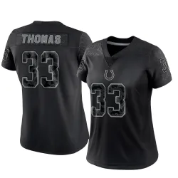 Limited Juanyeh Thomas Women's Indianapolis Colts Black Reflective Jersey - Nike