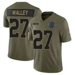 Limited Justin Walley Youth Indianapolis Colts Olive Sr. 2025 Salute to Service Jersey - Nike