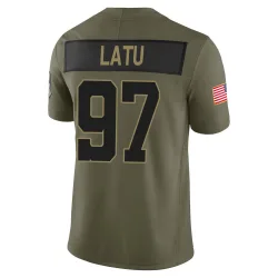 Limited Laiatu Latu Youth Indianapolis Colts Olive Sr. 2025 Salute to Service Jersey - Nike