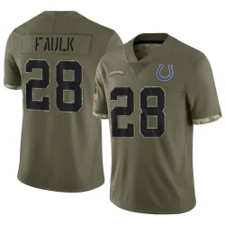 Limited Marshall Faulk Youth Indianapolis Colts Olive 2022 Salute To Service Jersey - Nike