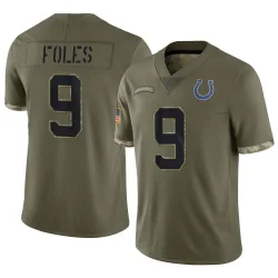 Limited Nick Foles Youth Indianapolis Colts Olive 2022 Salute To Service Jersey - Nike