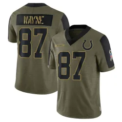 Limited Reggie Wayne Youth Indianapolis Colts Olive 2021 Salute To Service Jersey - Nike
