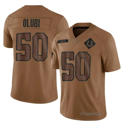 Limited Segun Olubi Men's Indianapolis Colts Brown 2023 Salute To Service Jersey - Nike