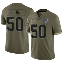 Limited Segun Olubi Youth Indianapolis Colts Olive 2022 Salute To Service Jersey - Nike