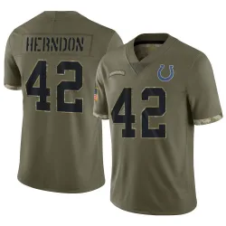 Limited Tre Herndon Men's Indianapolis Colts Olive 2022 Salute To Service Jersey - Nike