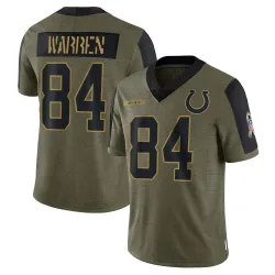 Limited Tyler Warren Men's Indianapolis Colts Olive 2021 Salute To Service Jersey - Nike